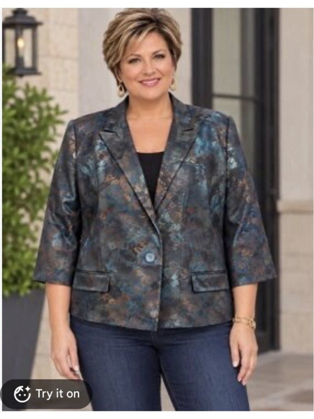 Maggie Barnes For Catherine's Deep Teal/copper Autumn Holiday Blazer 4X Peacock